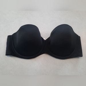 Cacique BRA 42D Black Strapless Lane Bryant Underwire No Straps
